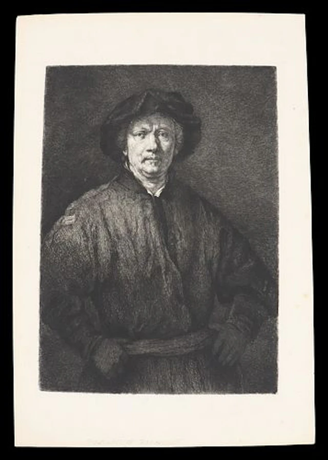Rembrandt Etching, "Self Portrait of 1652"