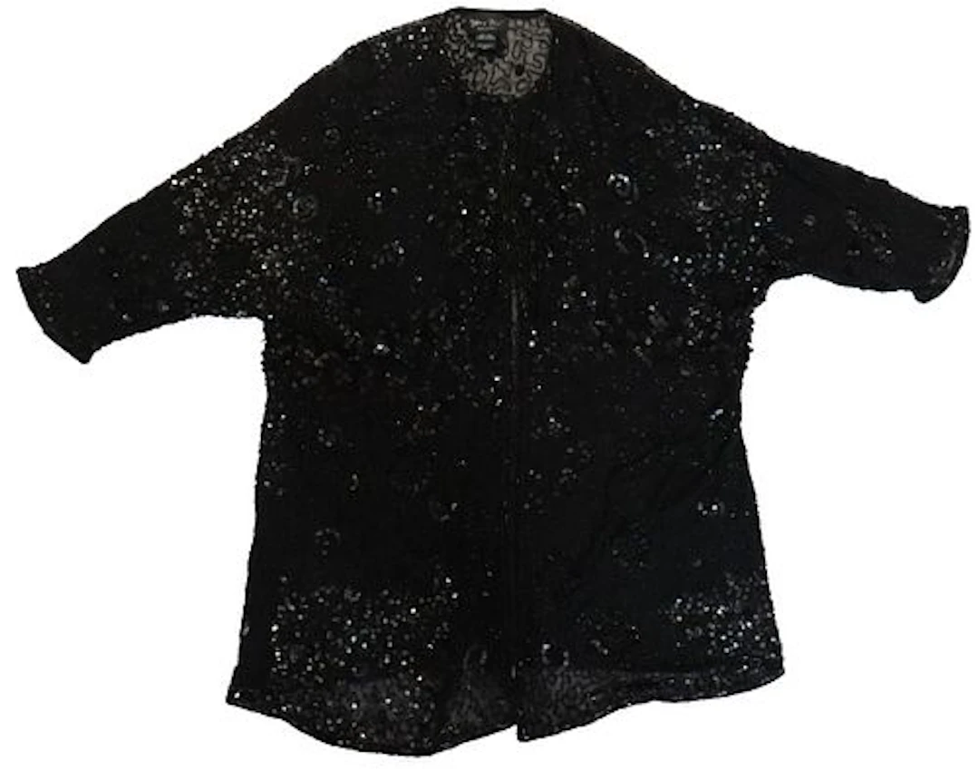 Diane Freis Original Black Beaded Silk Cardigan