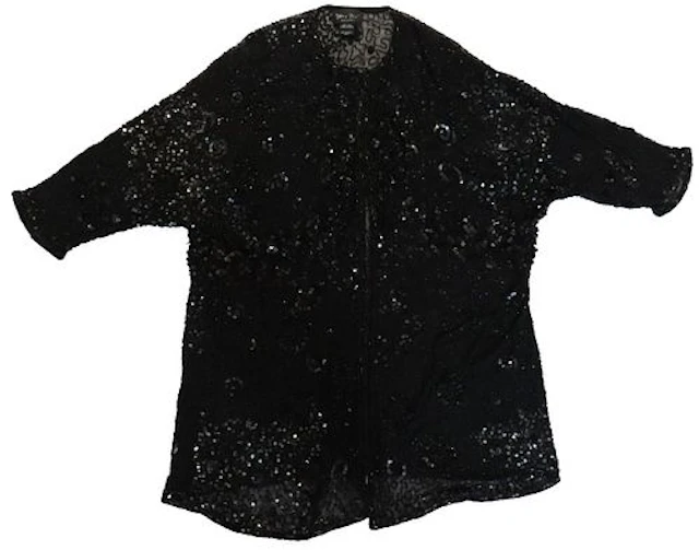 Diane Freis Original Black Beaded Silk Cardigan