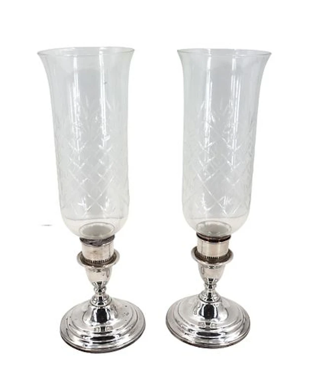 (2) International Silver "Lord Saybrook" Weighted Sterling Candlesticks