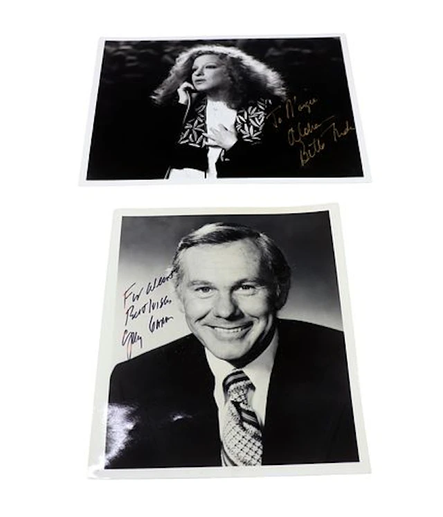 Tribute To Tonight Show Finale (2) Autographs Johnny Carson/ Bette Midler
