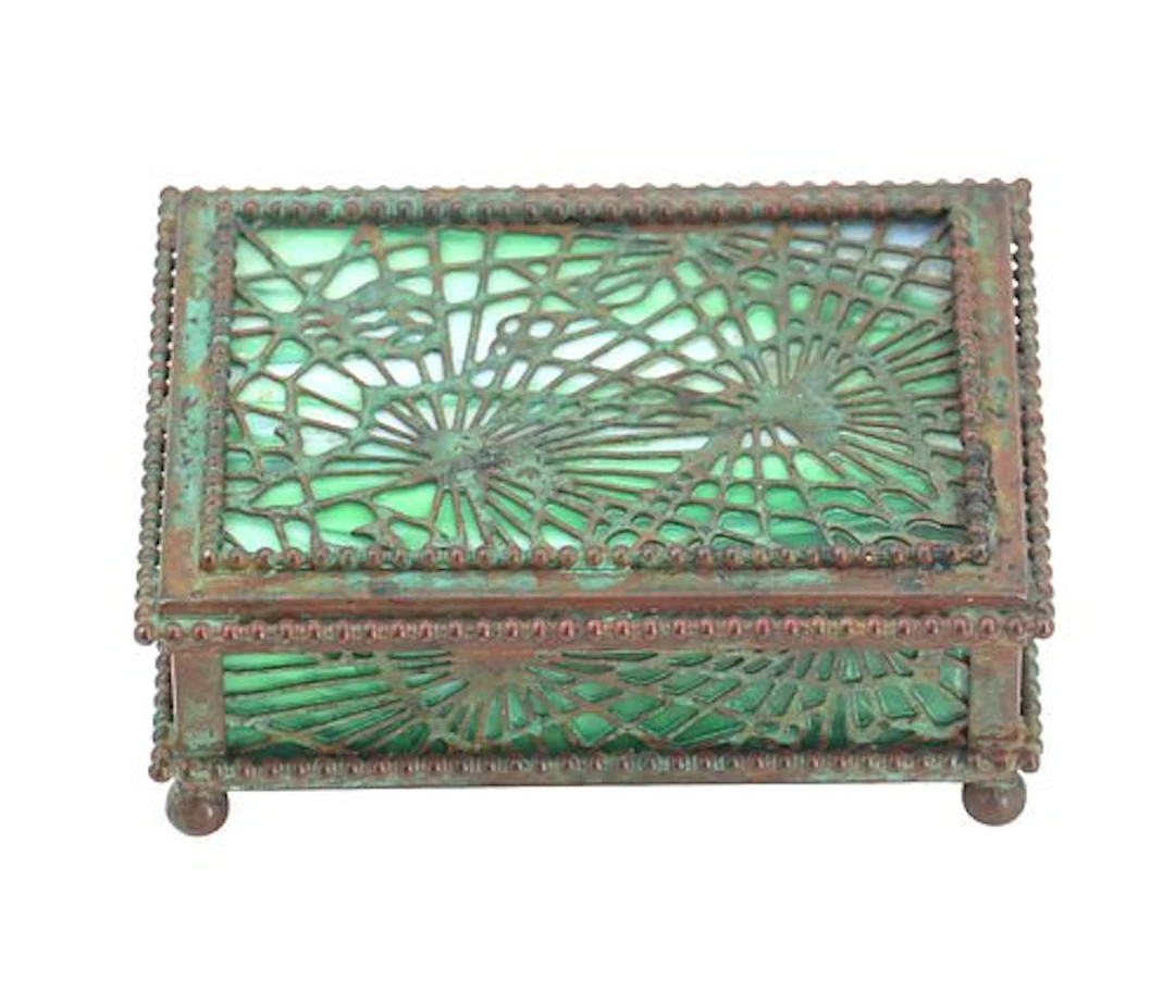 Tiffany Studios New York Pine Needle Pattern Bronze and Gran Slag