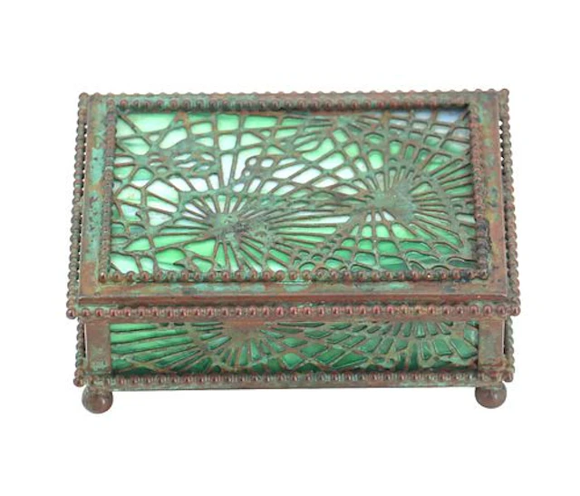 Tiffany Studios New York Pine Needle Pattern Bronze and Gran Slag
