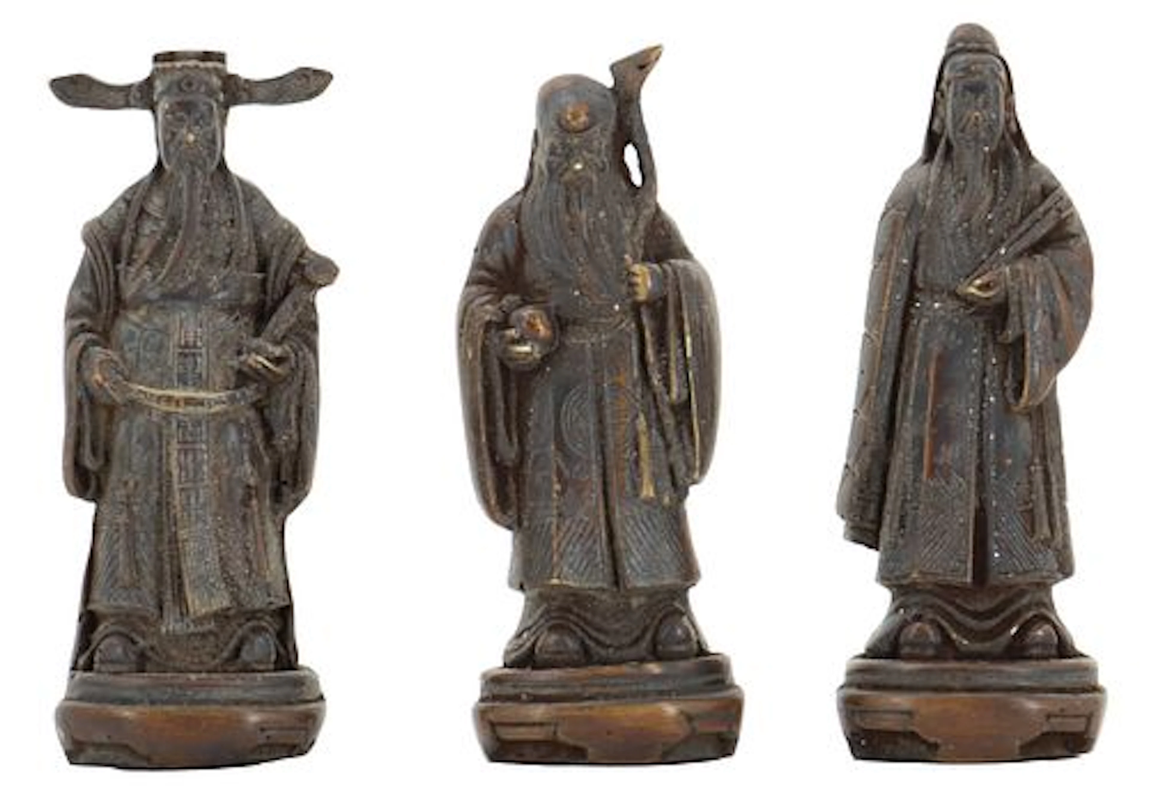 (3) Antique Chinese Immortals Figurines
