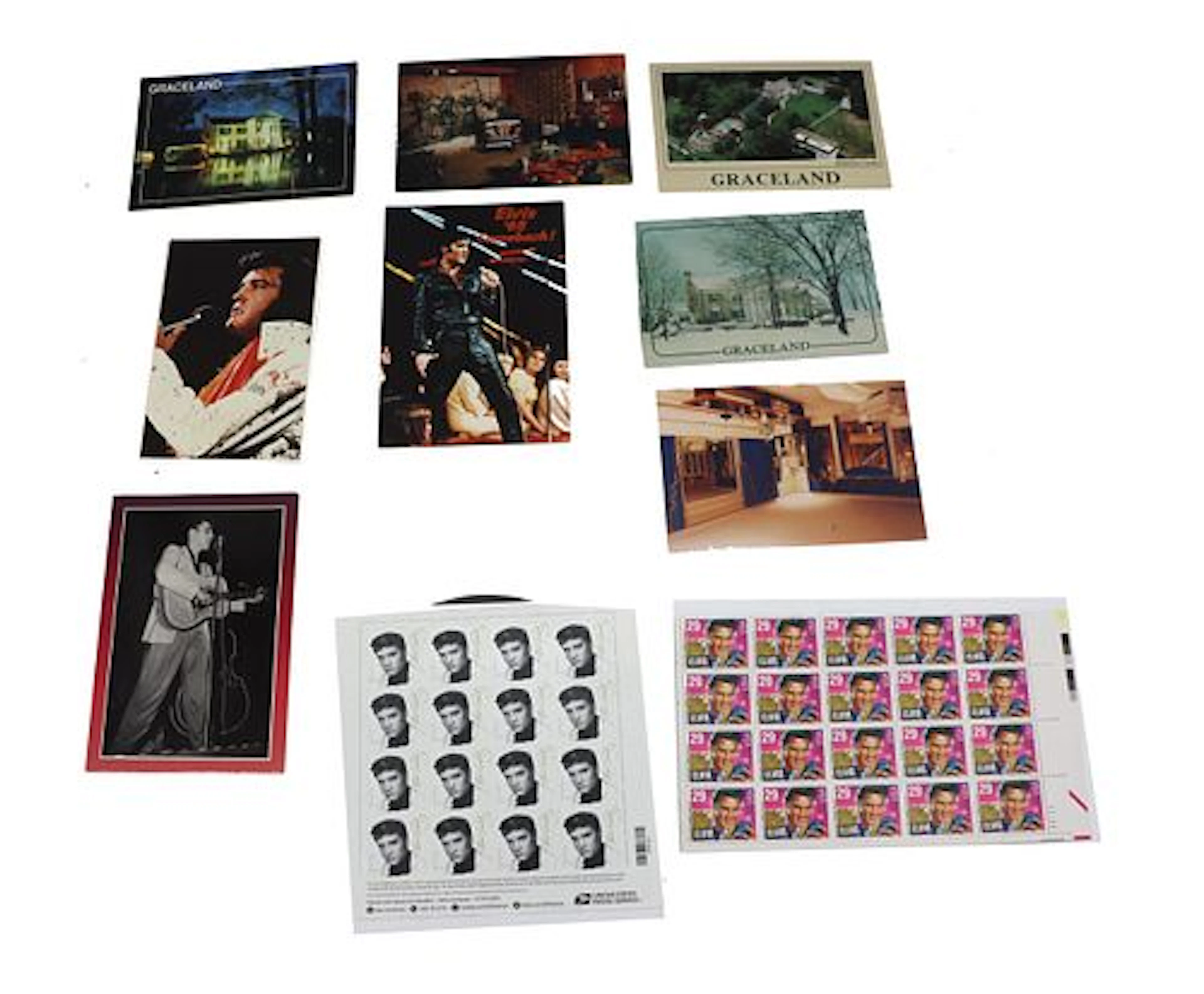 (8) Postcards and (2) Stamp Sheets - Elvis Presley Design