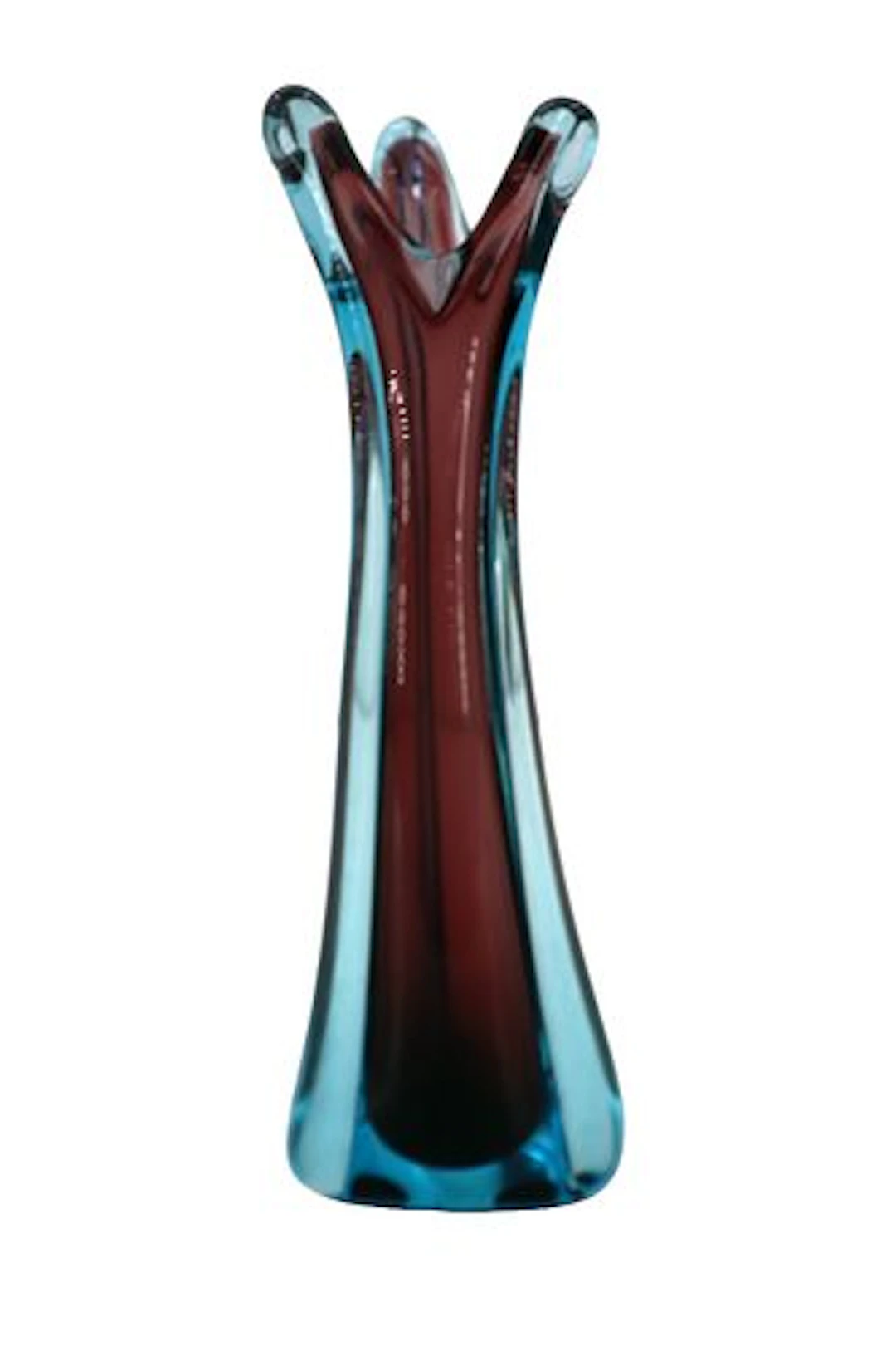 Mid-Century Modern Italian Murano Style Sommerso Glass Organic Form Vase