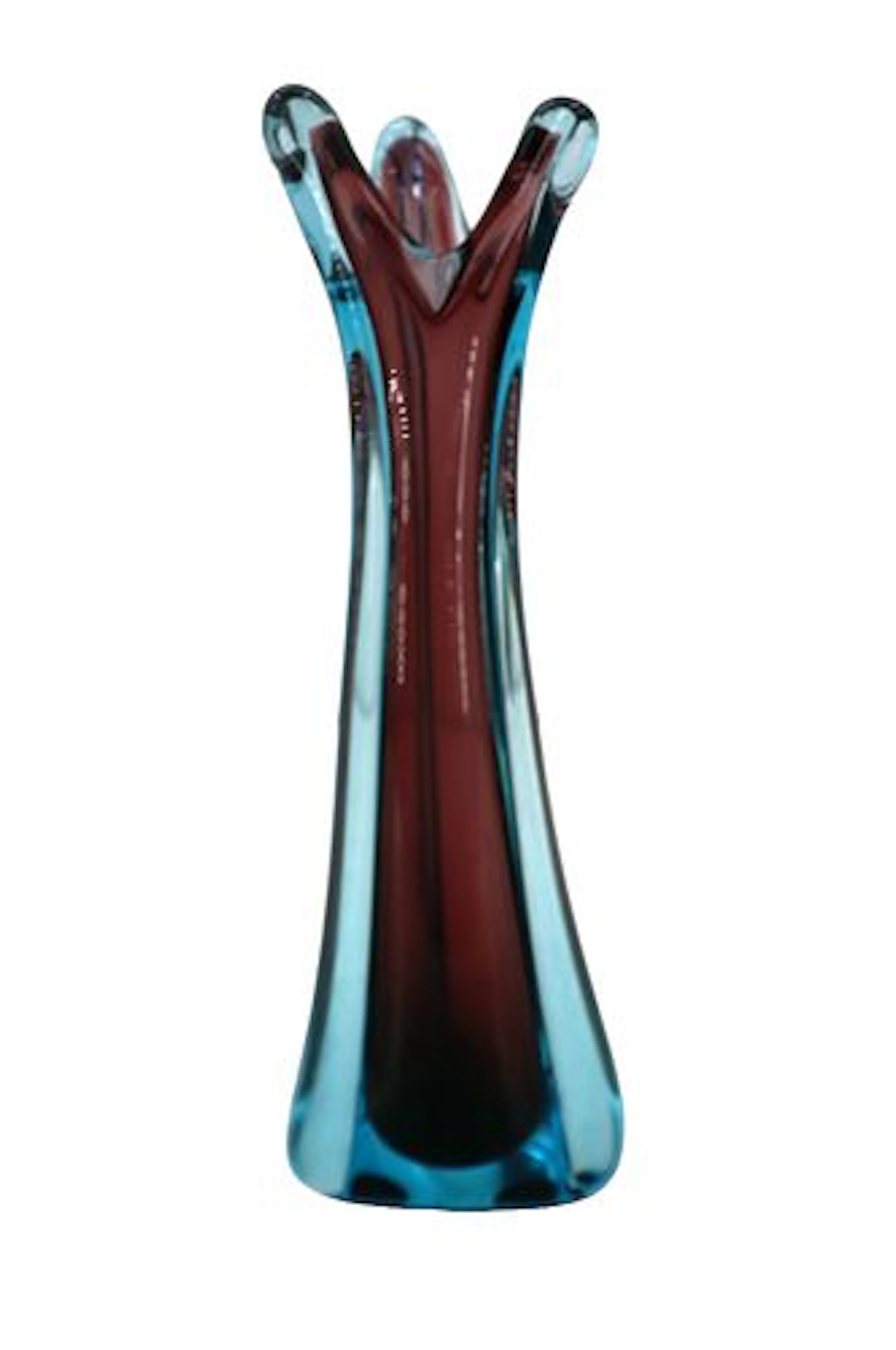 Mid-Century Modern Italian Murano Style Sommerso Glass Organic Form Vase