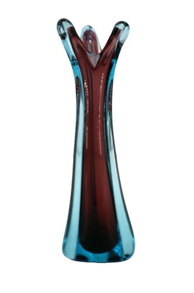 Mid-Century Modern Italian Murano Style Sommerso Glass Organic Form Vase