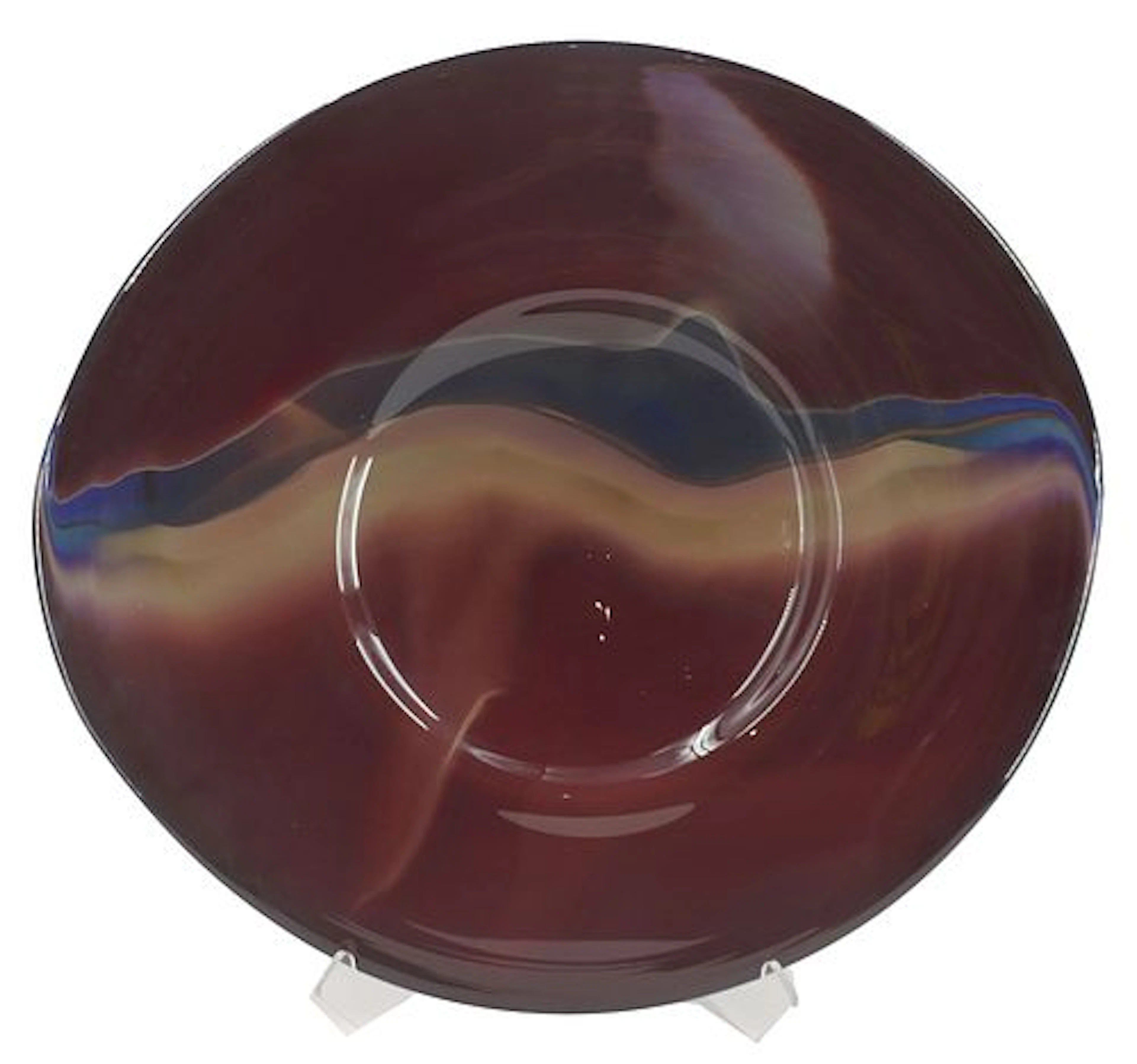Ira Sapir (Born 1955) American, Large Art Glass Charger with Acrylic Stand