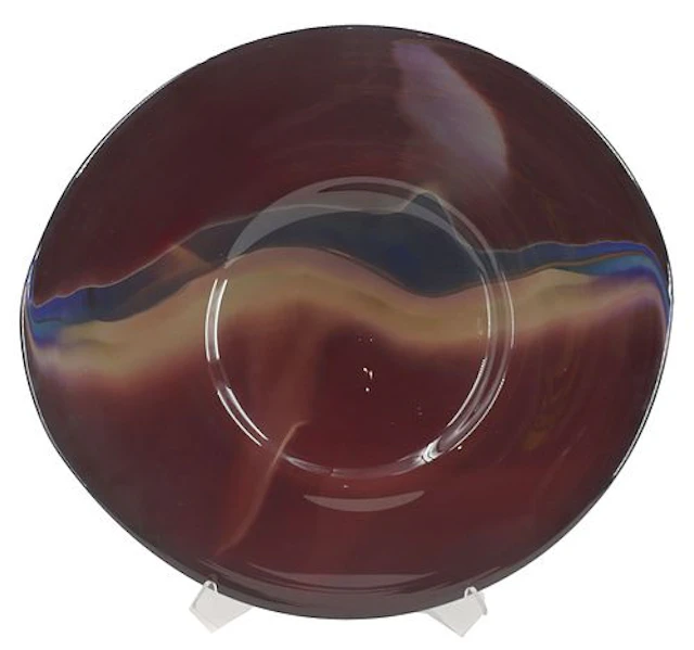 Ira Sapir (Born 1955) American, Large Art Glass Charger with Acrylic Stand