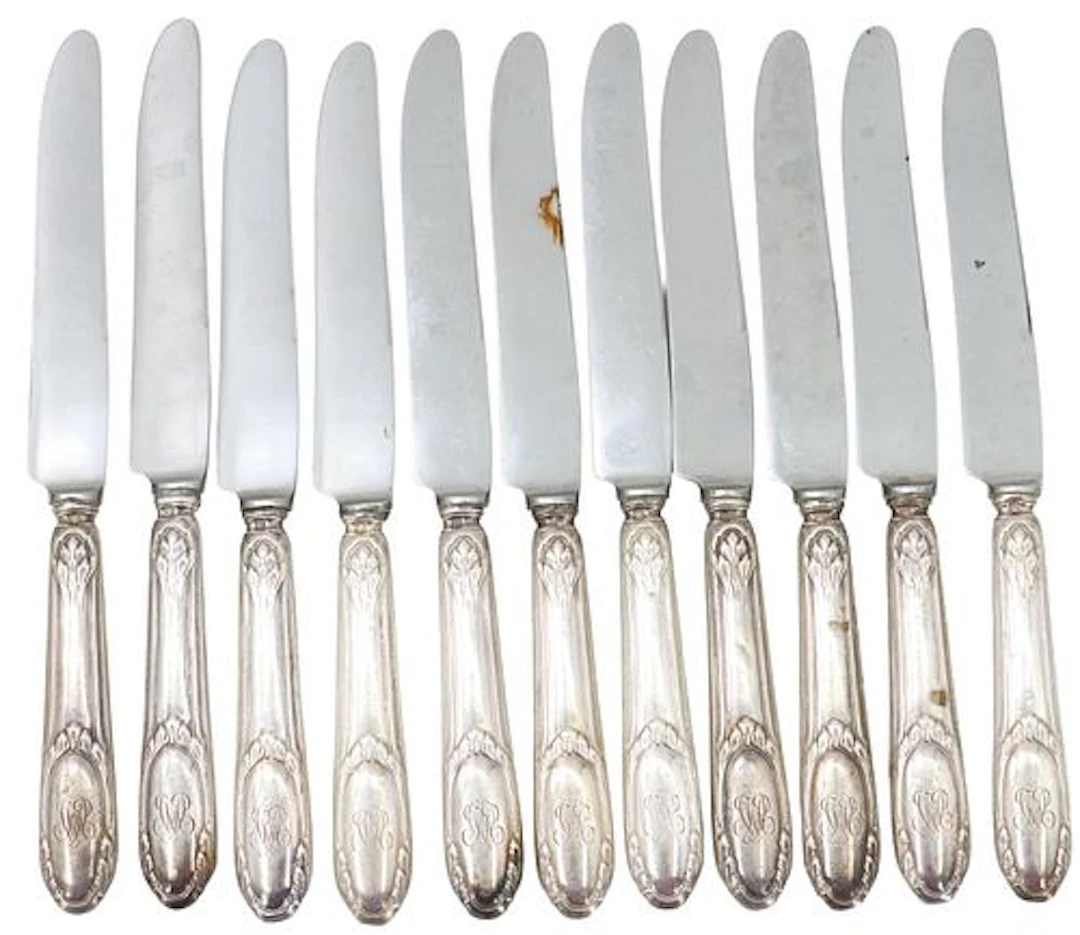 (11) French .950 Silver Handled Knives