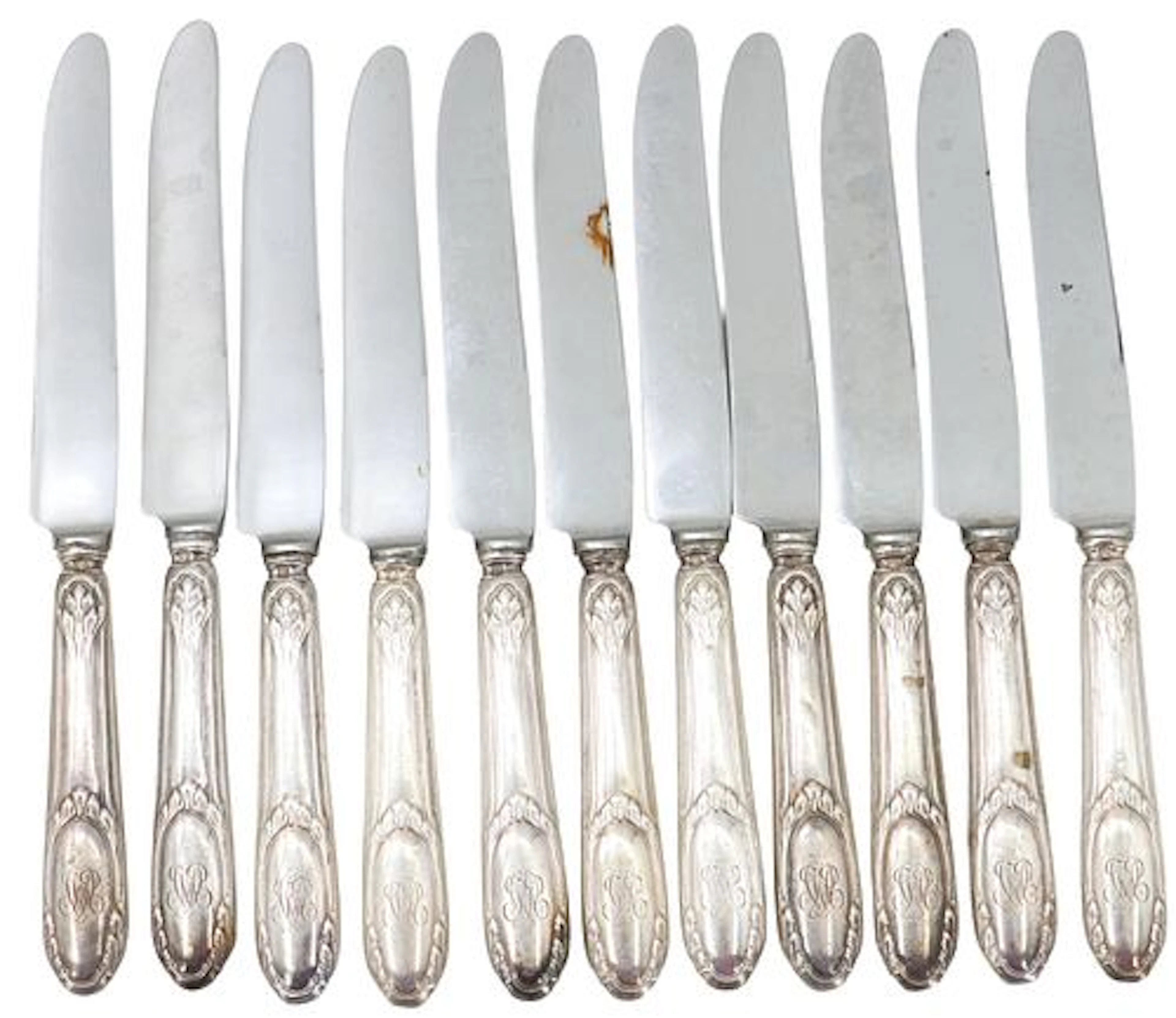 (11) French .950 Silver Handled Knives
