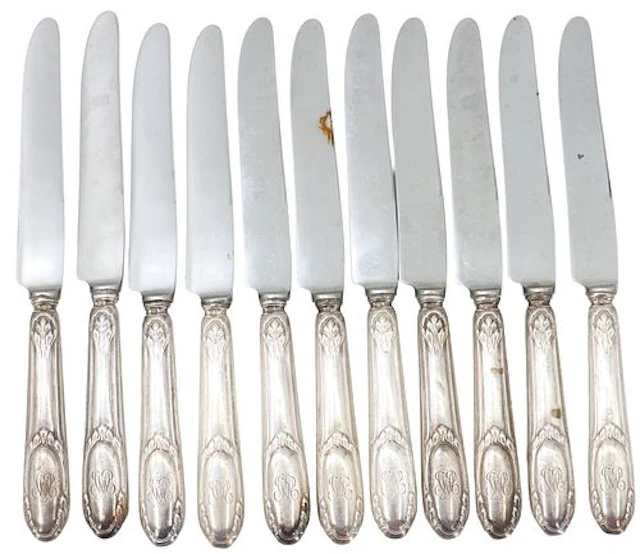 (11) French .950 Silver Handled Knives