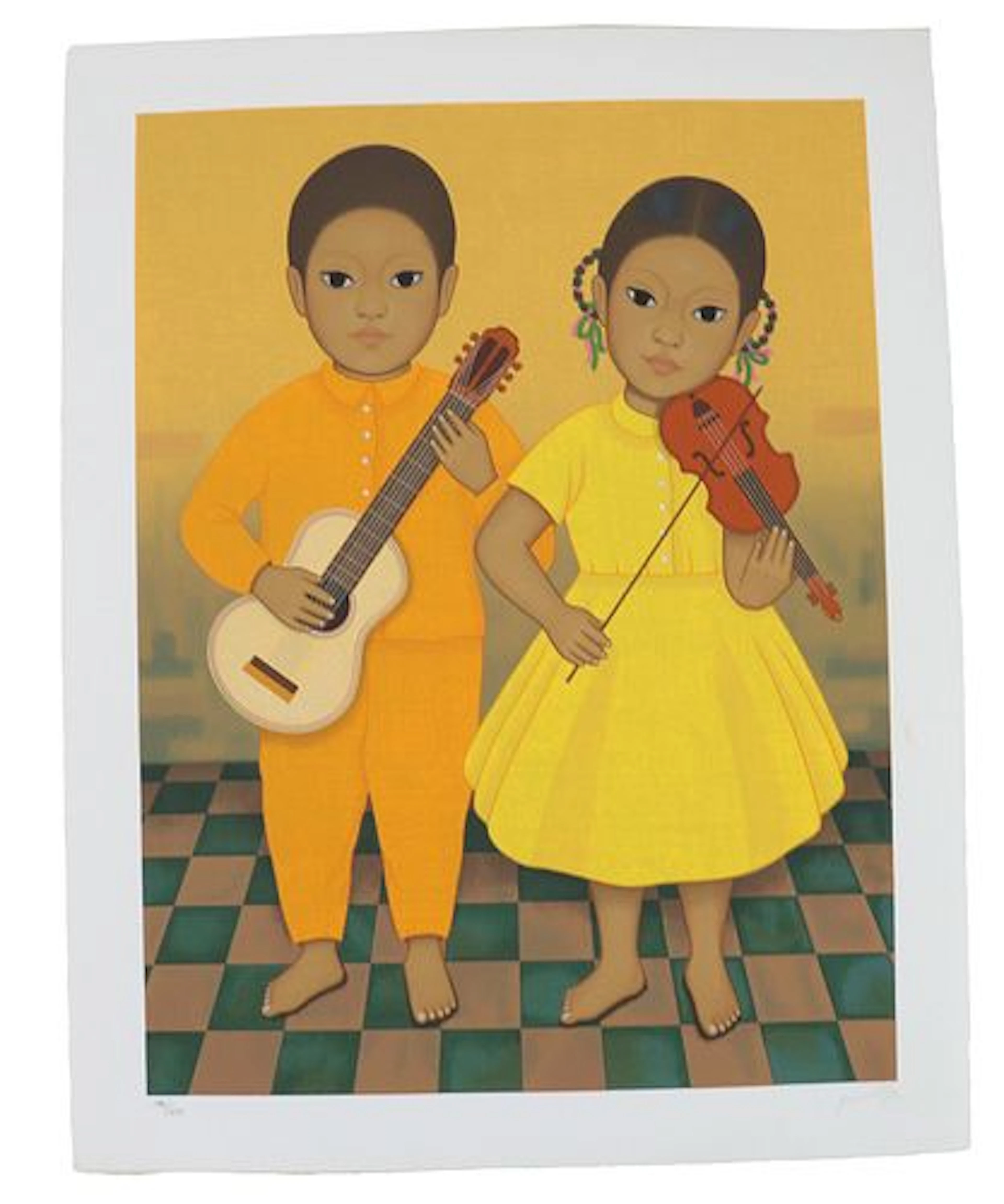 Gustavo Montoya (1905-2003) Mexican, Unframed Lithograph "Musicos"