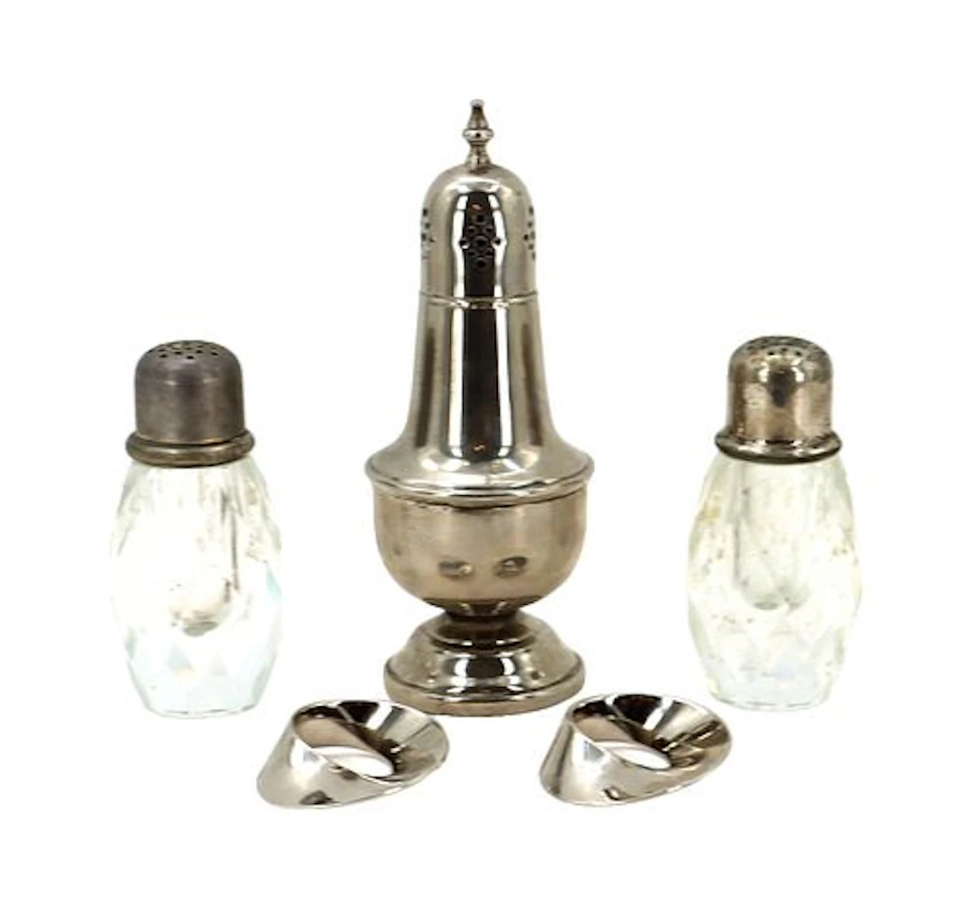 (5) Silverplated Tabletop Items - Shakers, Napkin Rings
