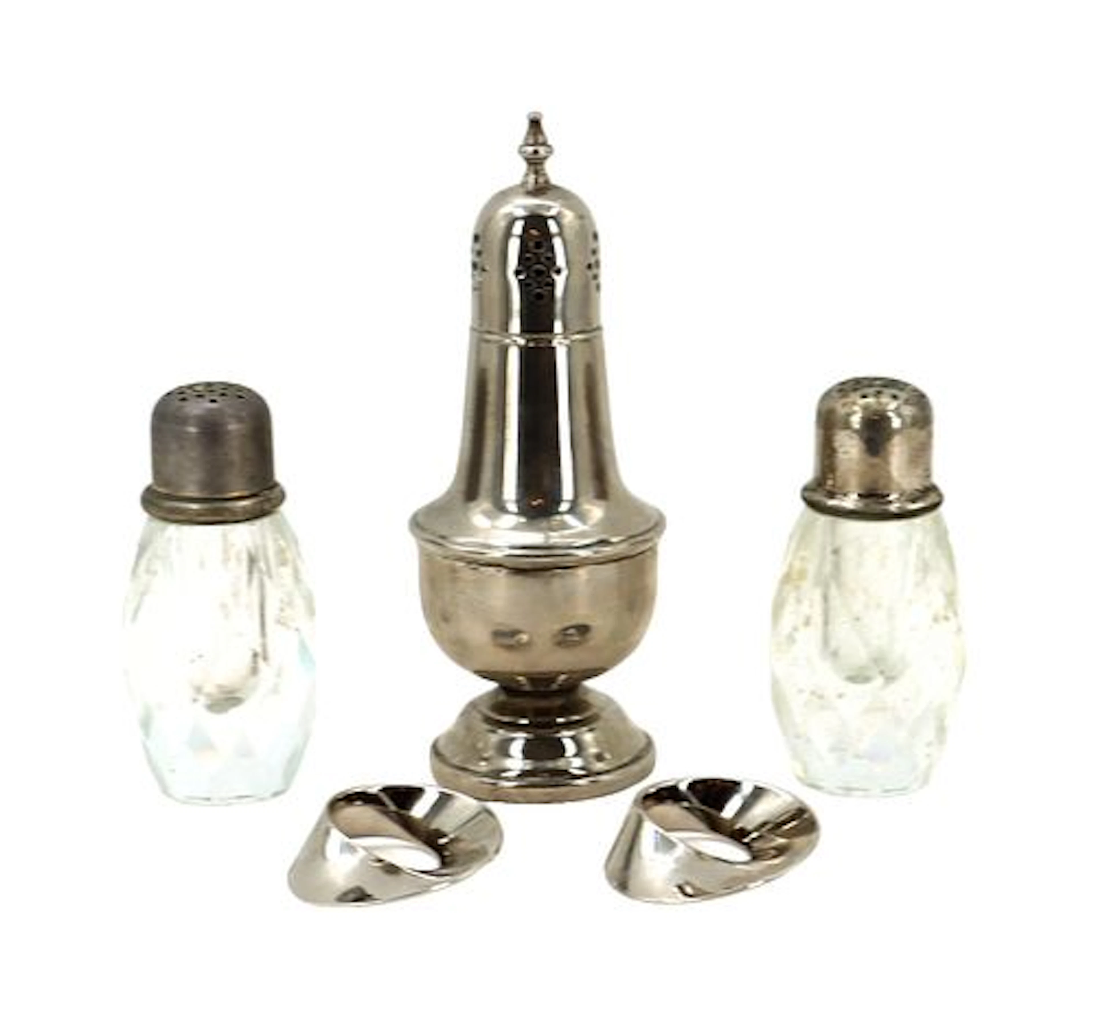 (5) Silverplated Tabletop Items - Shakers, Napkin Rings