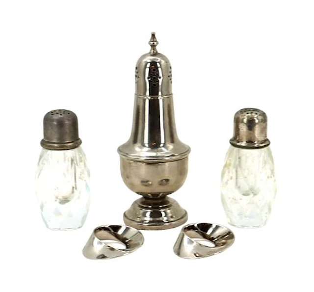 (5) Silverplated Tabletop Items - Shakers, Napkin Rings