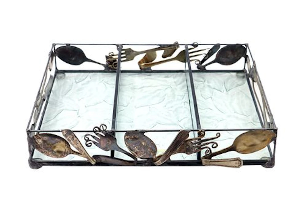 Diane Markin (Born 1945) American, Handmade Metal and Glass Silverware Holder