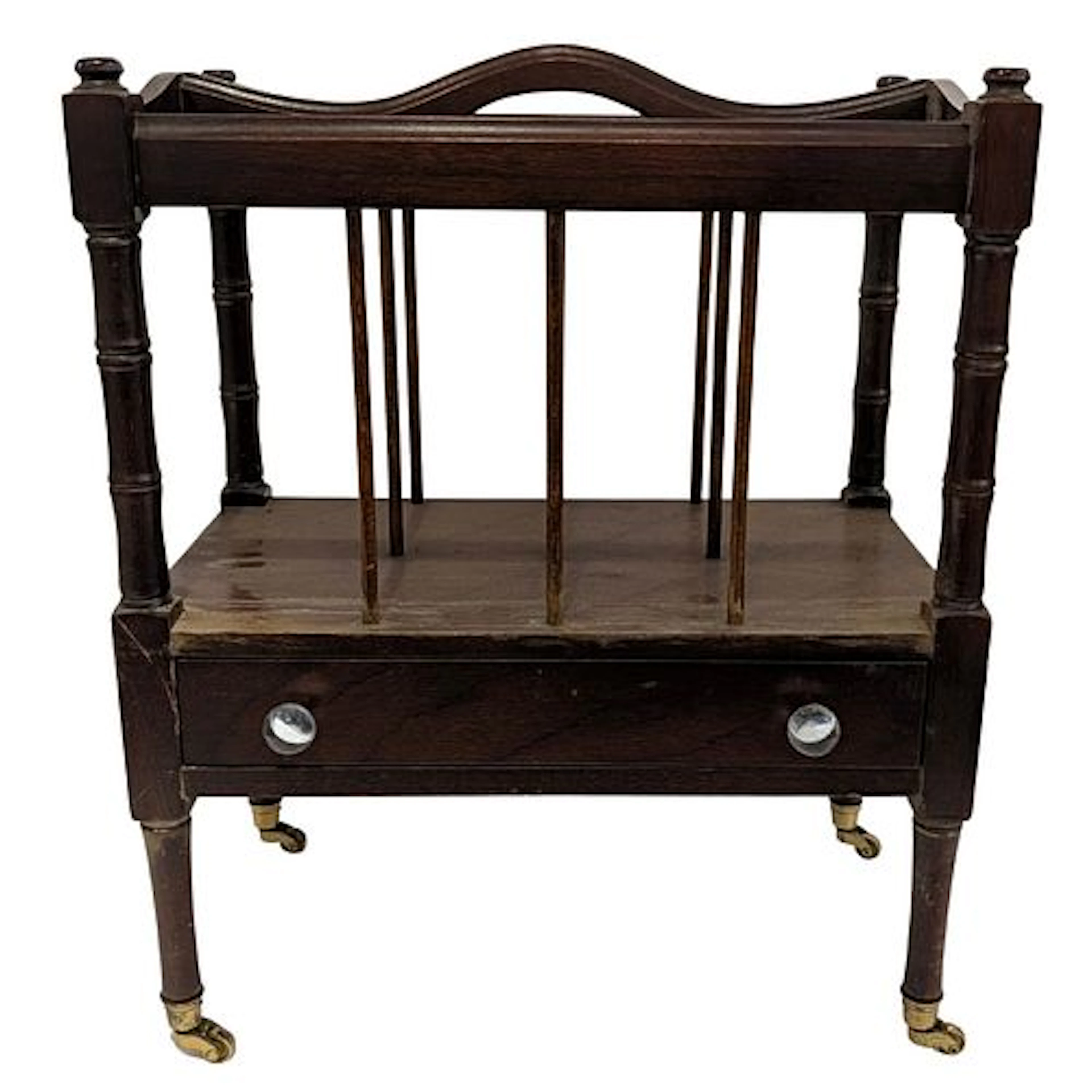 Vintage Canterbury Regency Style Rolling Magazine Rack
