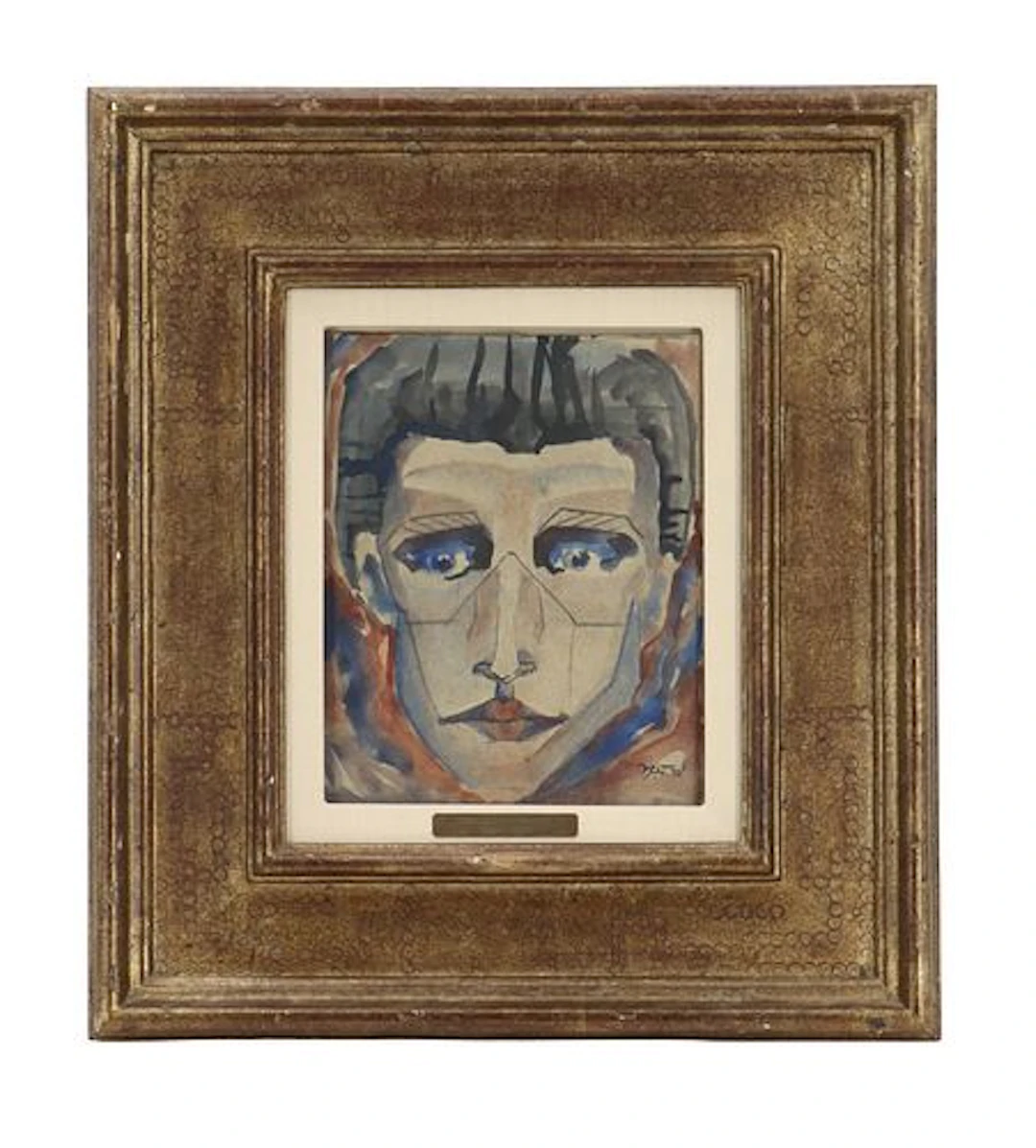 Jonasz Stern (1904-1988) Polish, Gouache and Watercolor on Paper "Self