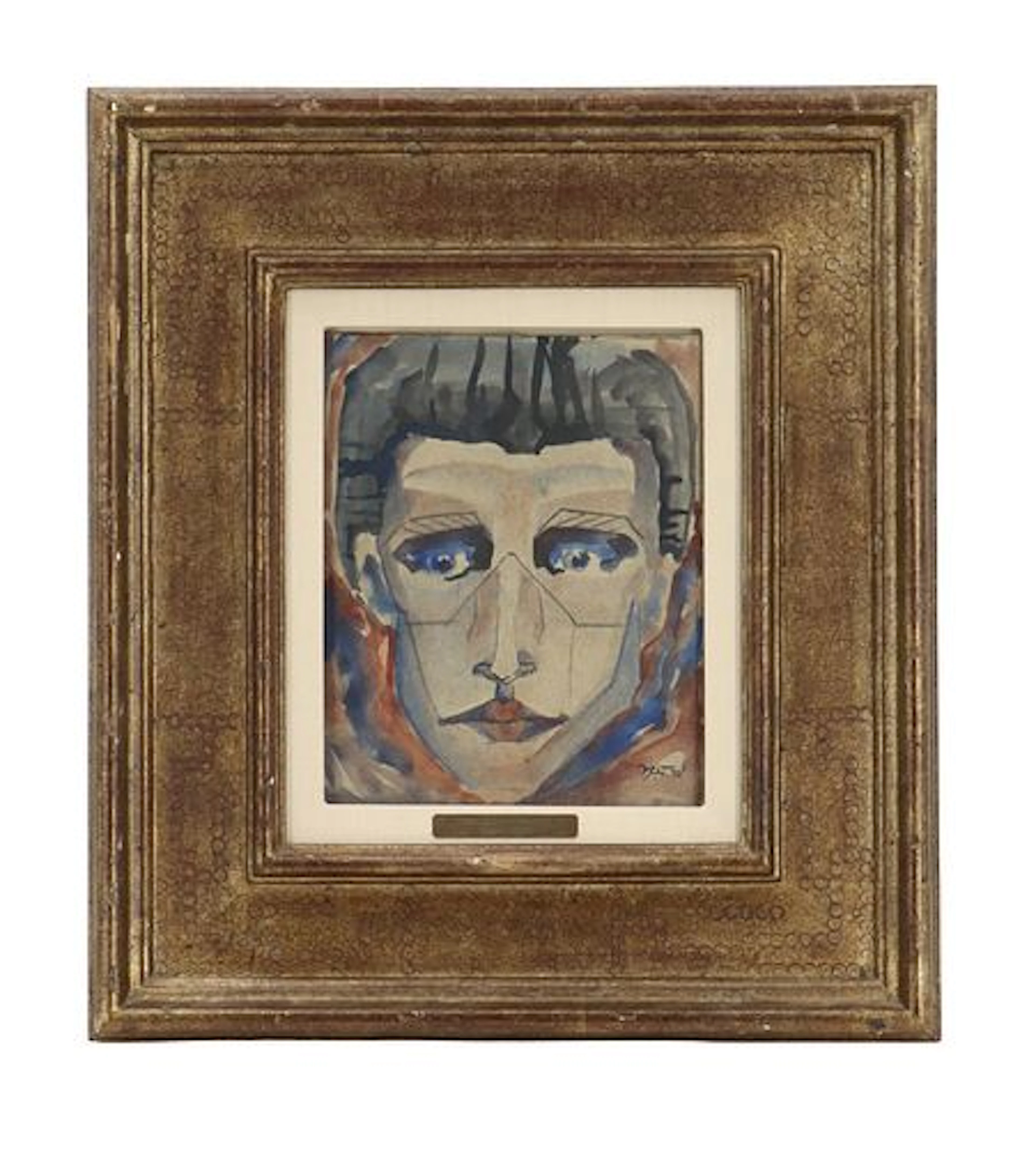 Jonasz Stern (1904-1988) Polish, Gouache and Watercolor on Paper "Self