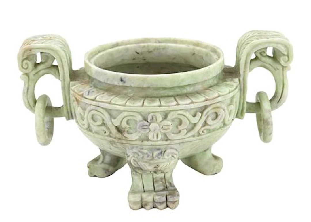 Chinese Carved Jade Tripod Censer