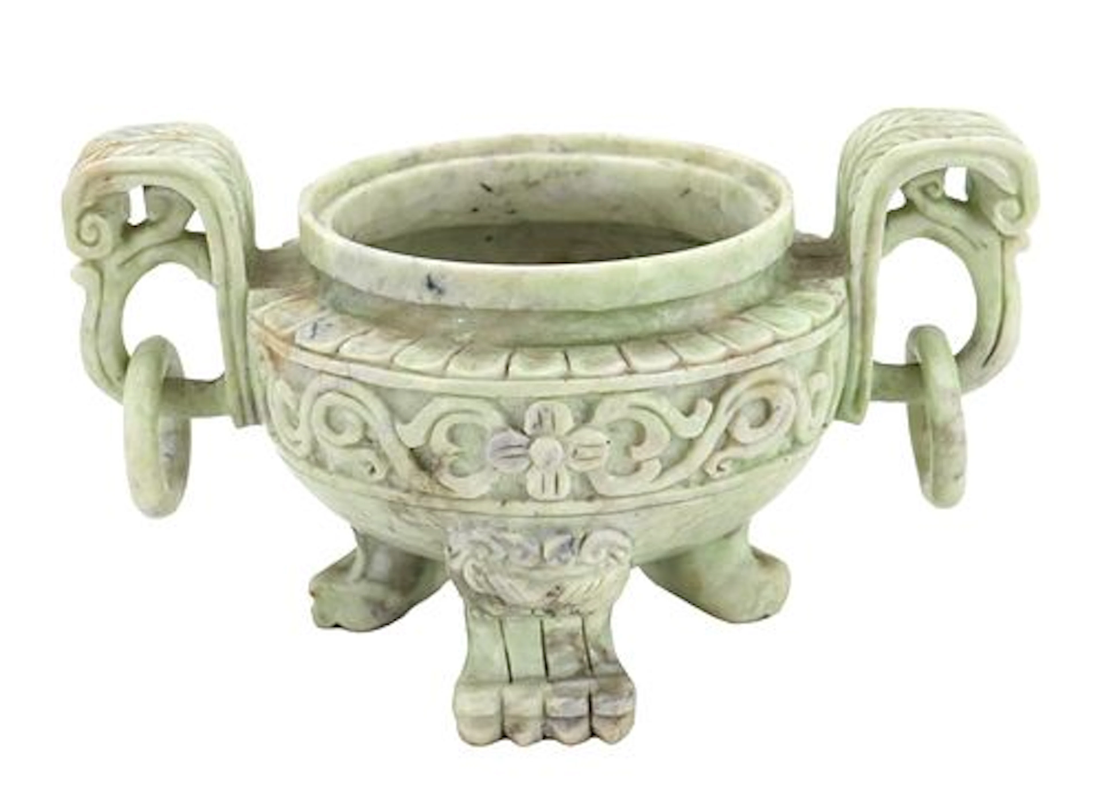 Chinese Carved Jade Tripod Censer