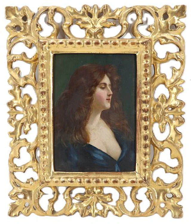 Antique German Oil on Board Portrait of a Woman