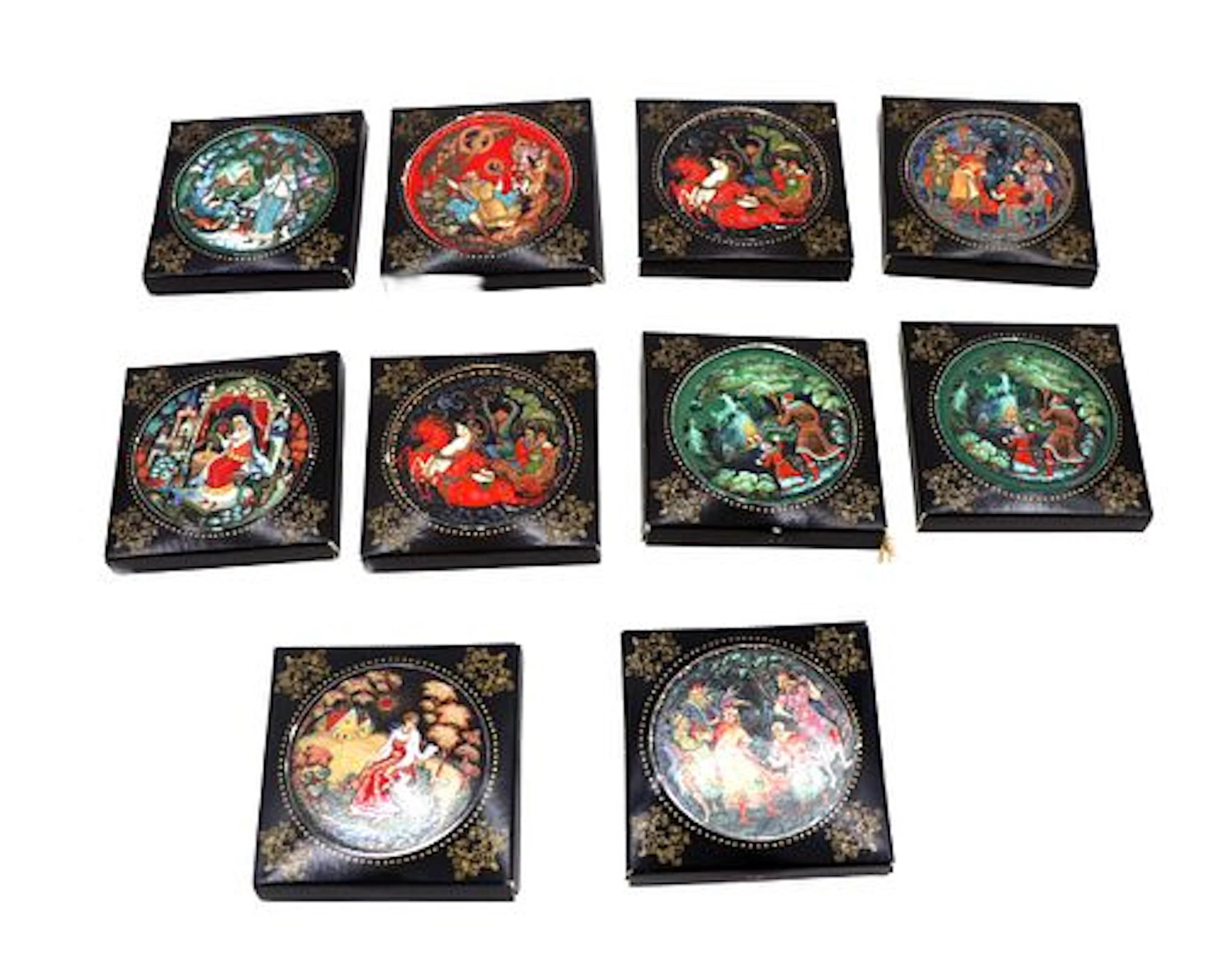 (10) Vintage Russian Limited Edition Painted Porcelain Christmas Ornaments