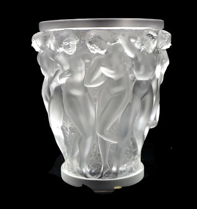 French Lalique Bacchantes Frosted Glass Vase