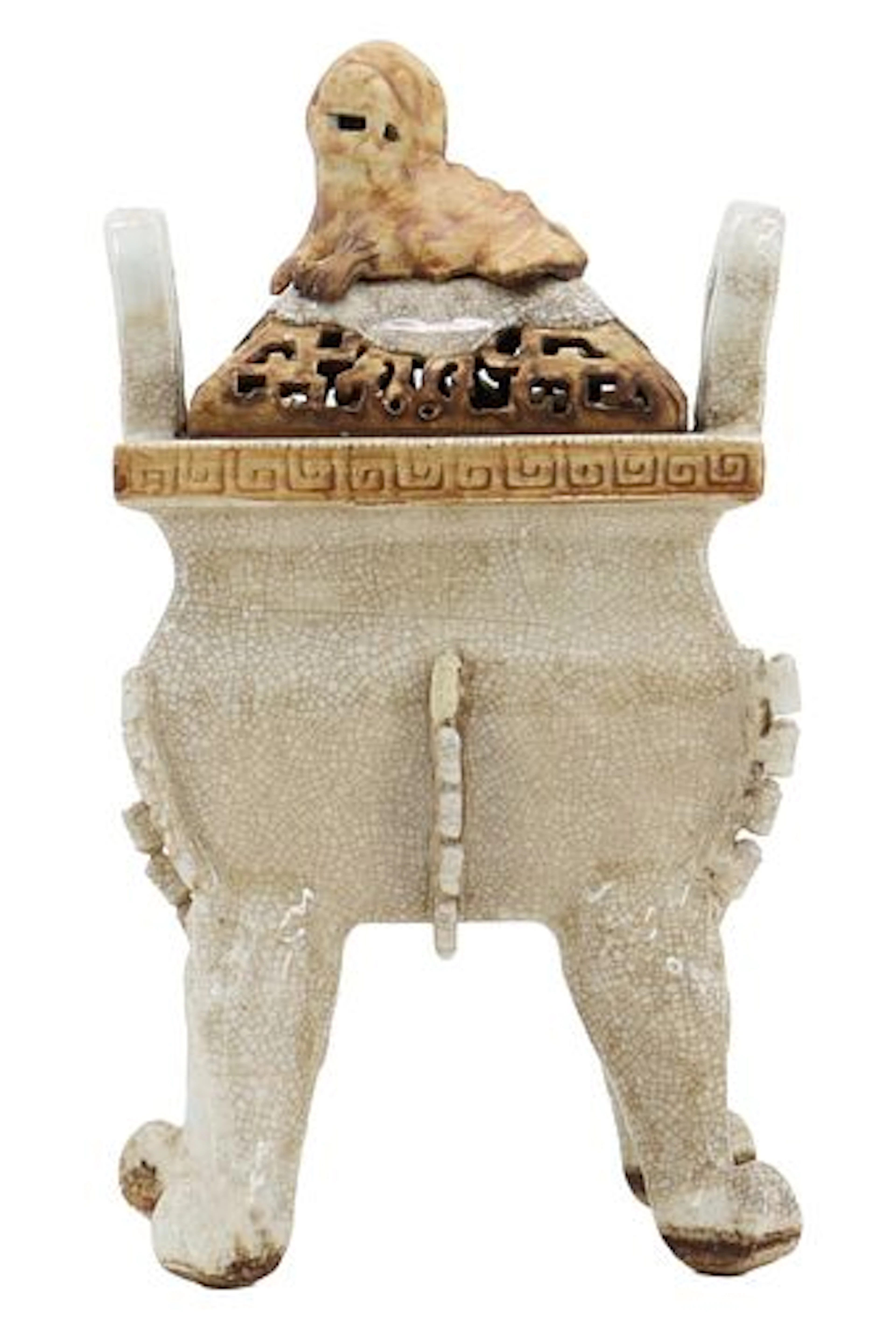 Chinese Ceramic Incense Burner with Foo Dog Lid