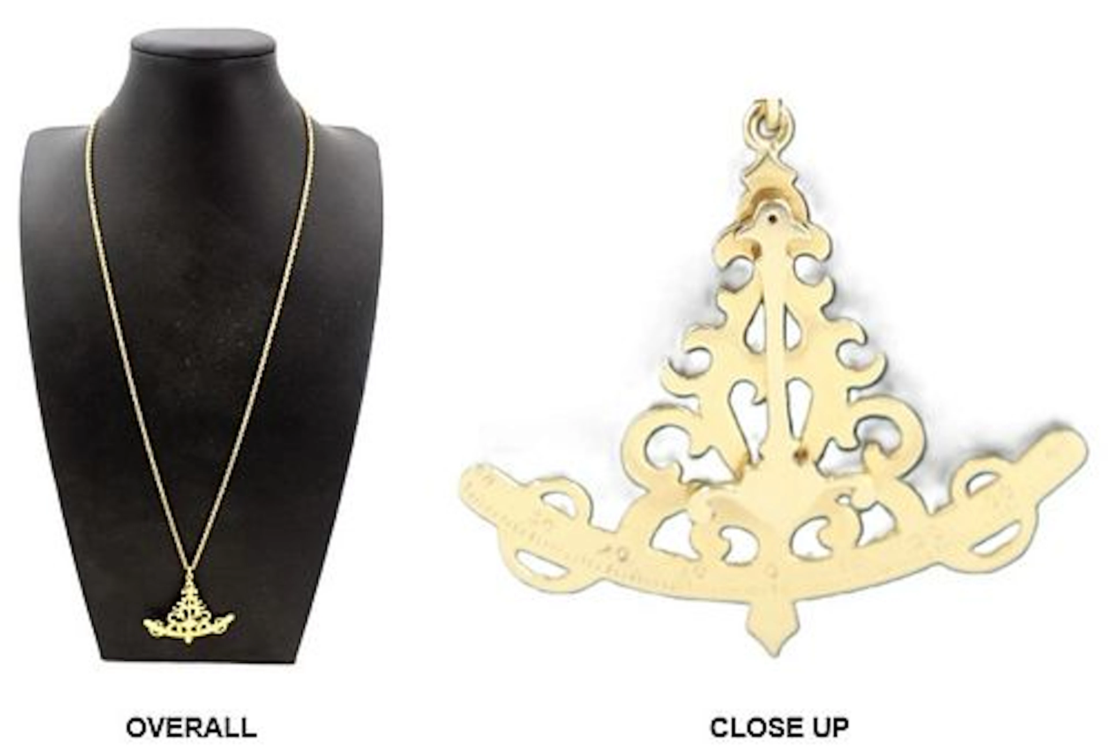 One A.G.A. Correa 18K Gold Sextant Openwork Pendant on 14K Gold Rope