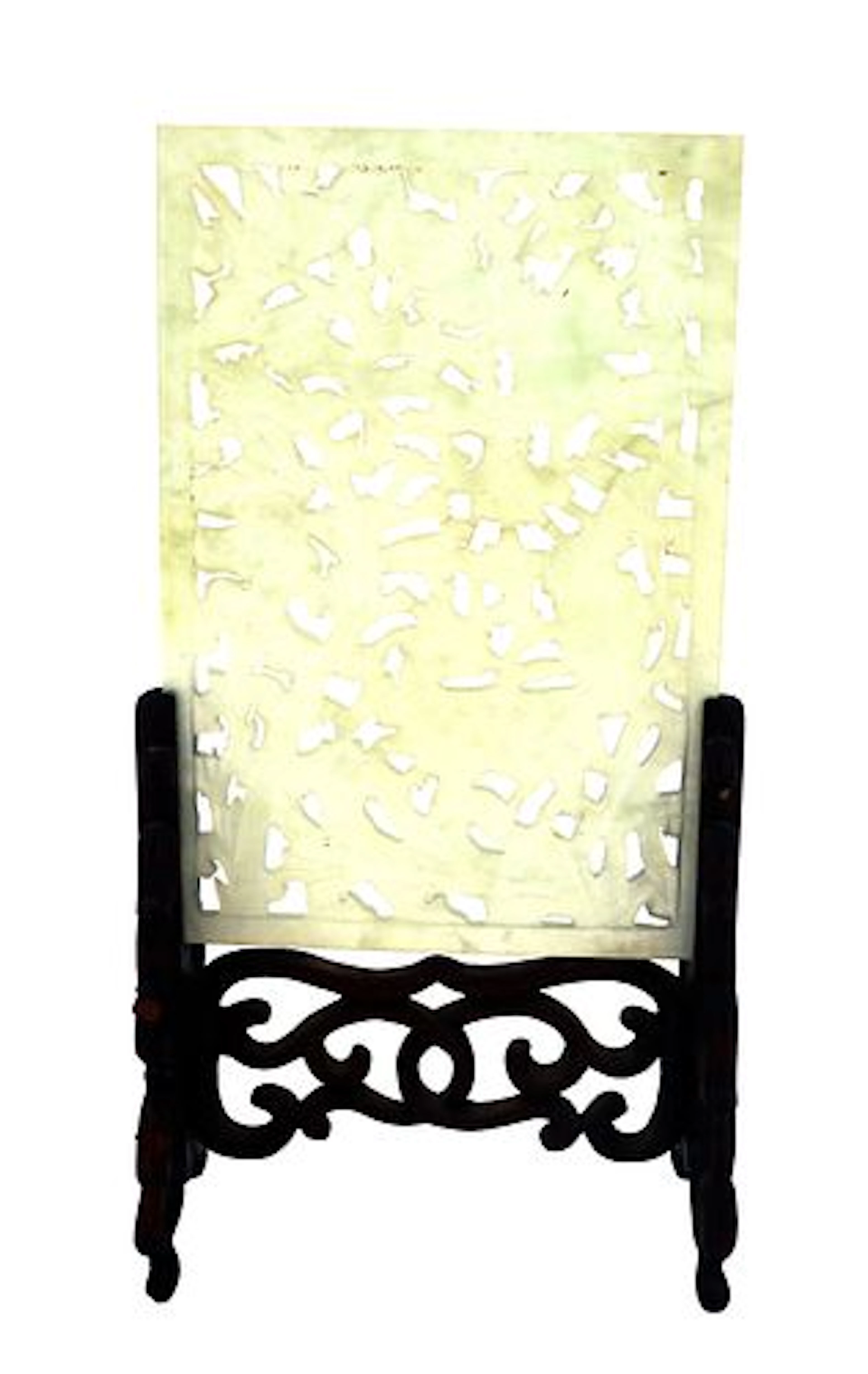 Antique Chinese Carved White Jade Table Screen