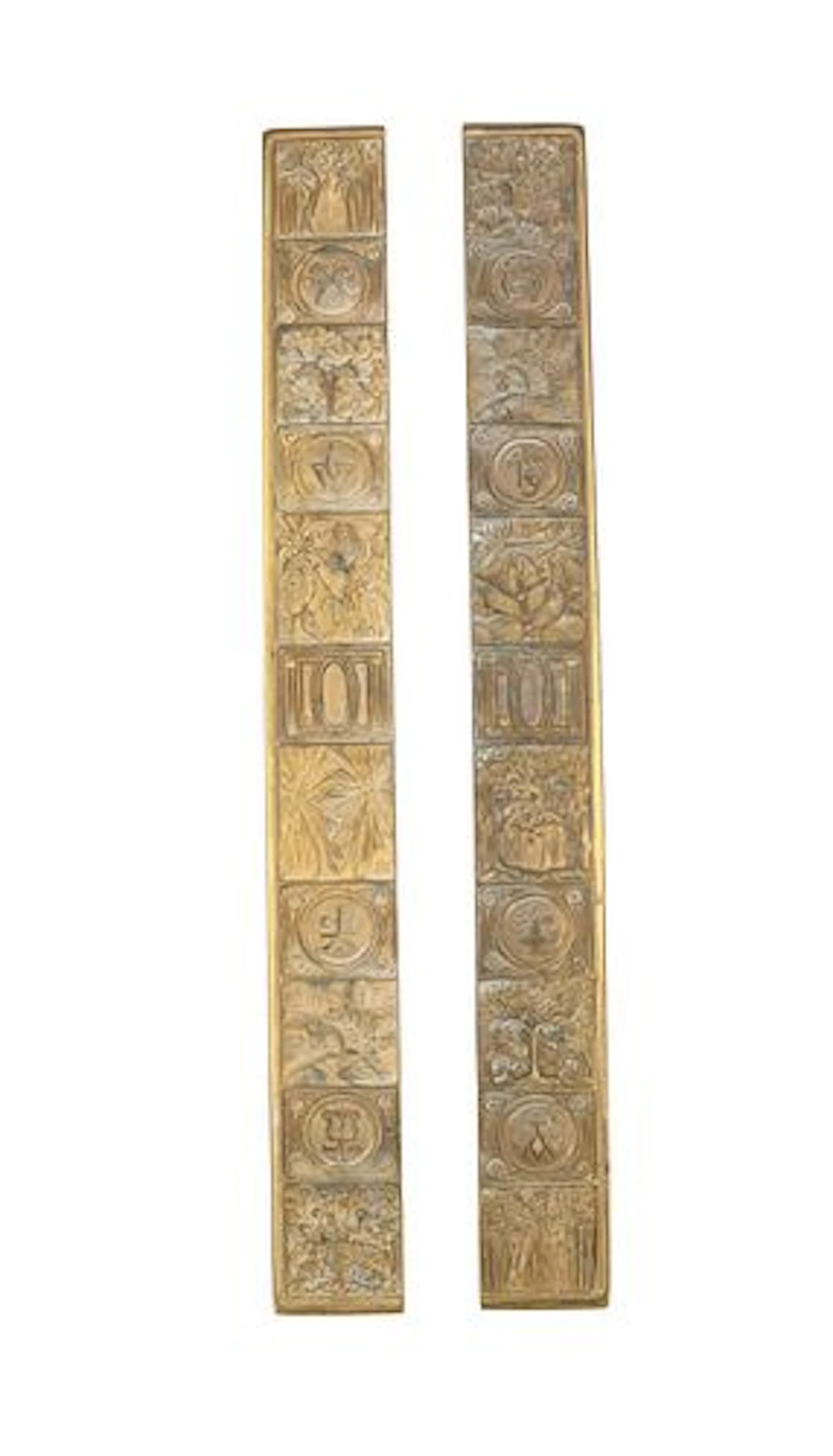 (2) Tiffany Studios New York Bronze Bookmark Pattern Bronze Desk Blotter Ends