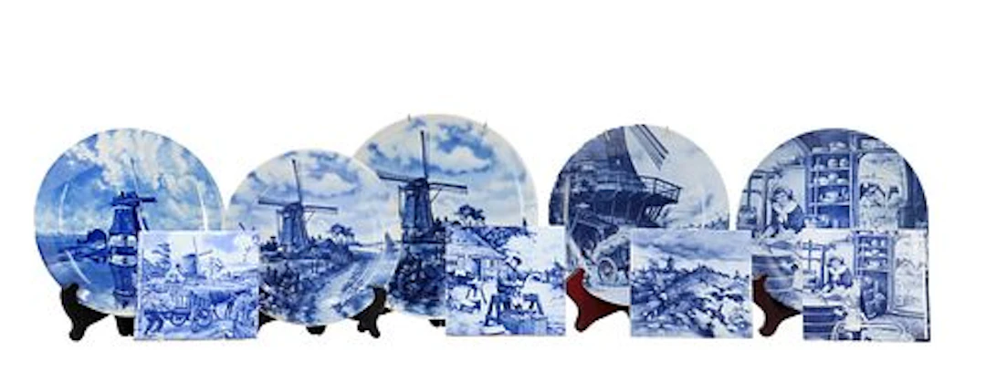 (9) Dutch Delft Earthenware Pieces