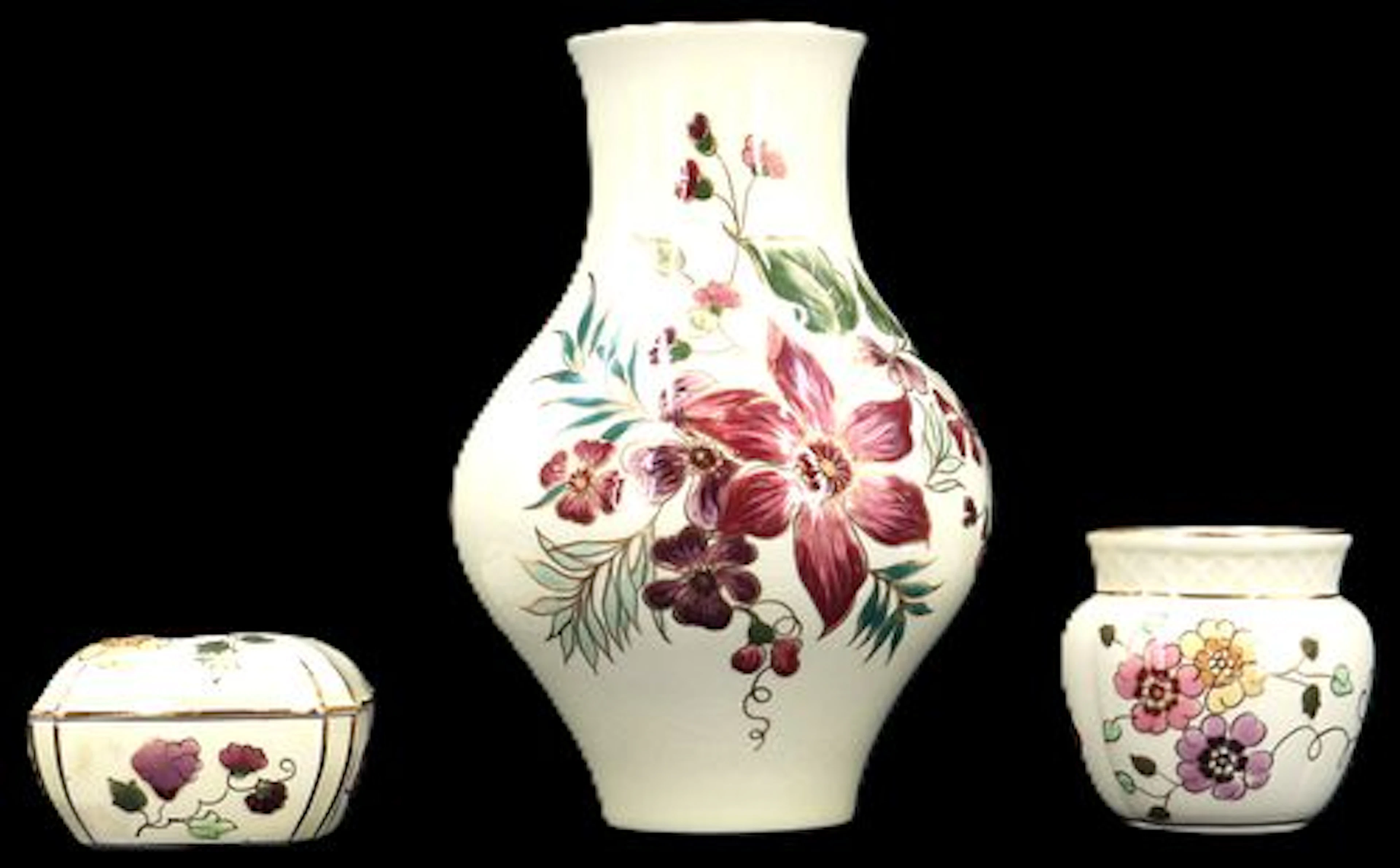 (3) Hungarian Zsolnay Porcelain Pieces