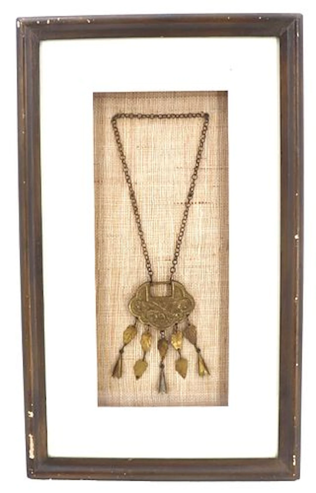 Chinese Longevity Pendant "Long Life Lock" Necklace in Shadowbox