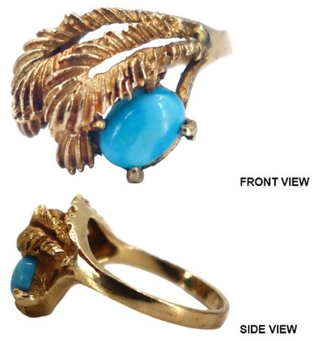 One Marked 14k Gold and Turquoise Ring - RS 7 - Gross 4 g.