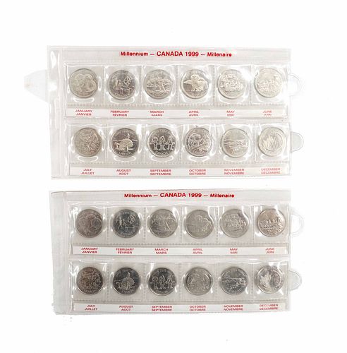 (2) 1999 Canadian Millennium 12-Piece 25-Center Coin Set