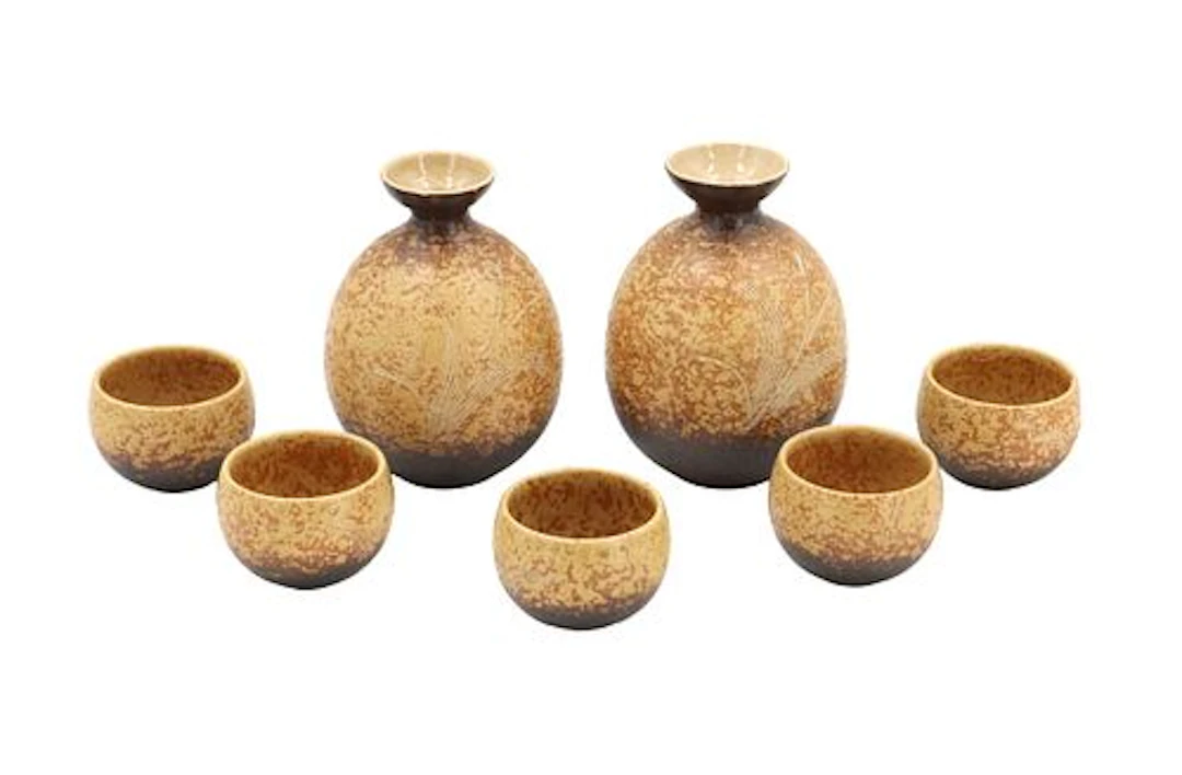 Boxed Collection of (7) Modern Japanese Hasami Ware Tea or Sake Pottery Pieces
