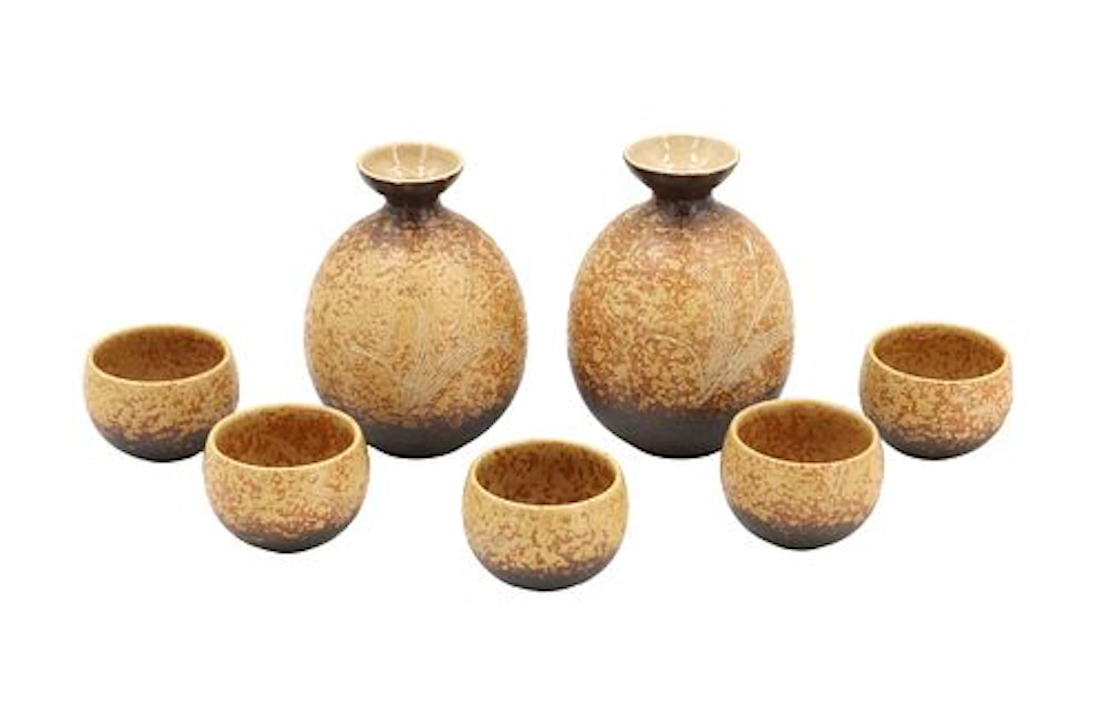 Boxed Collection of (7) Modern Japanese Hasami Ware Tea or Sake Pottery Pieces