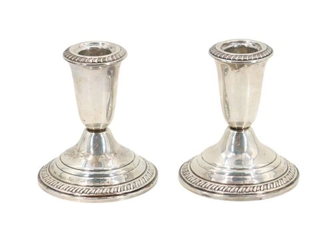 (2) Sterling Silver Weighted Low Candle Holders