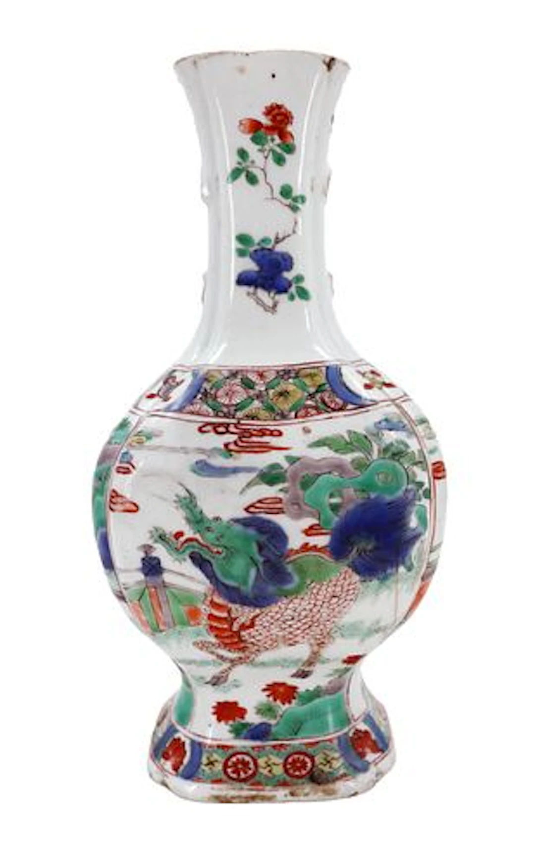 Chinese Qing Dynasty Polychrome Painted Vase