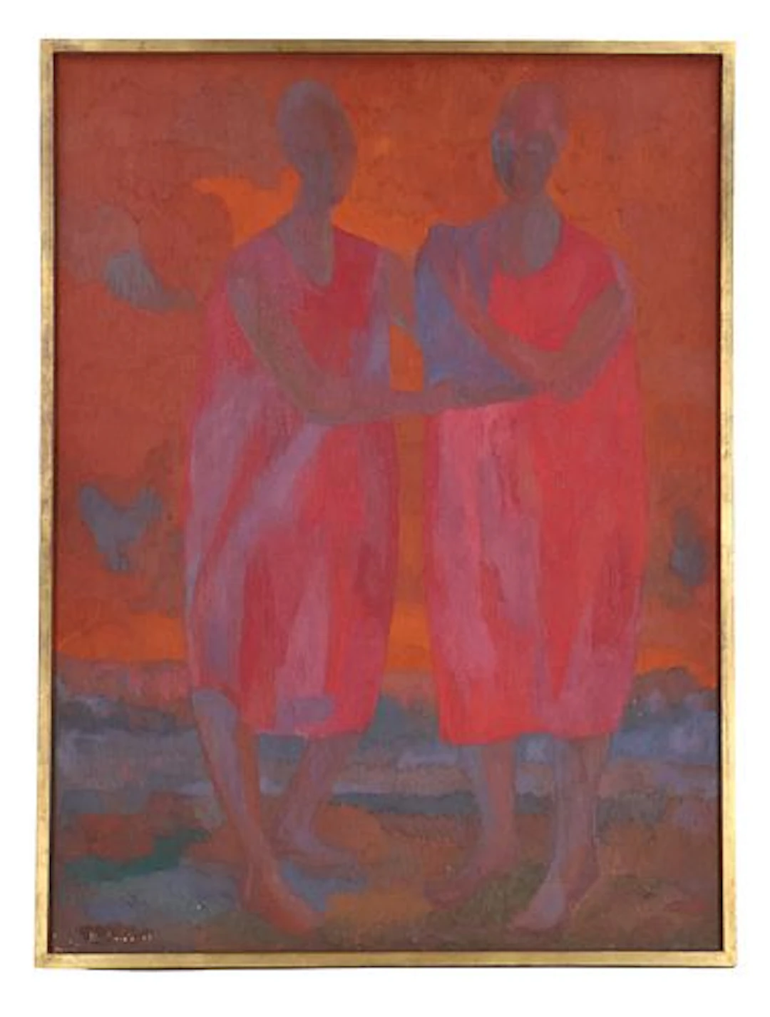 Byron Galvez Aviles (1941-2009) Meixcan, Oil on Canvas "Mujeres Yucatacas"
