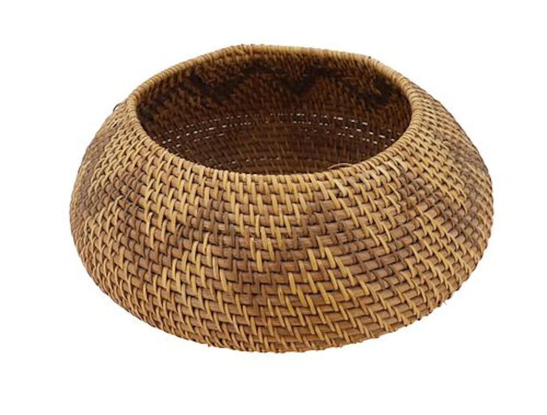 Tribal Style Bulbous Body Wicker Basket