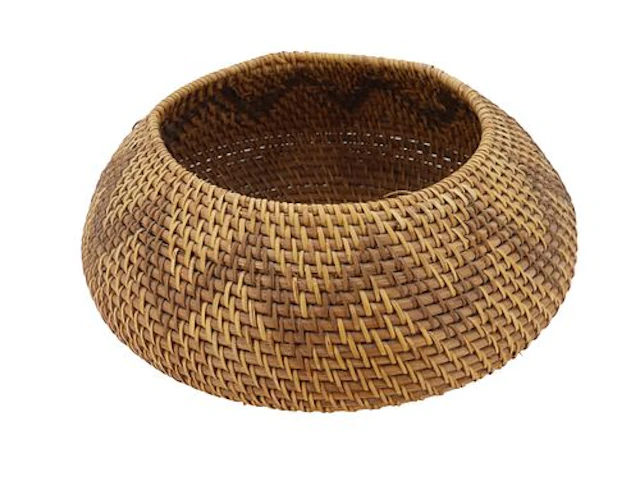 Tribal Style Bulbous Body Wicker Basket