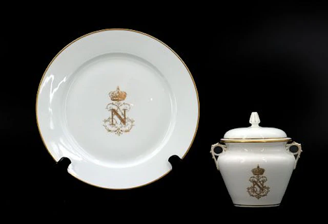 French Sevres Napoleon III Second Empire Period Porcelain Jar and Plate