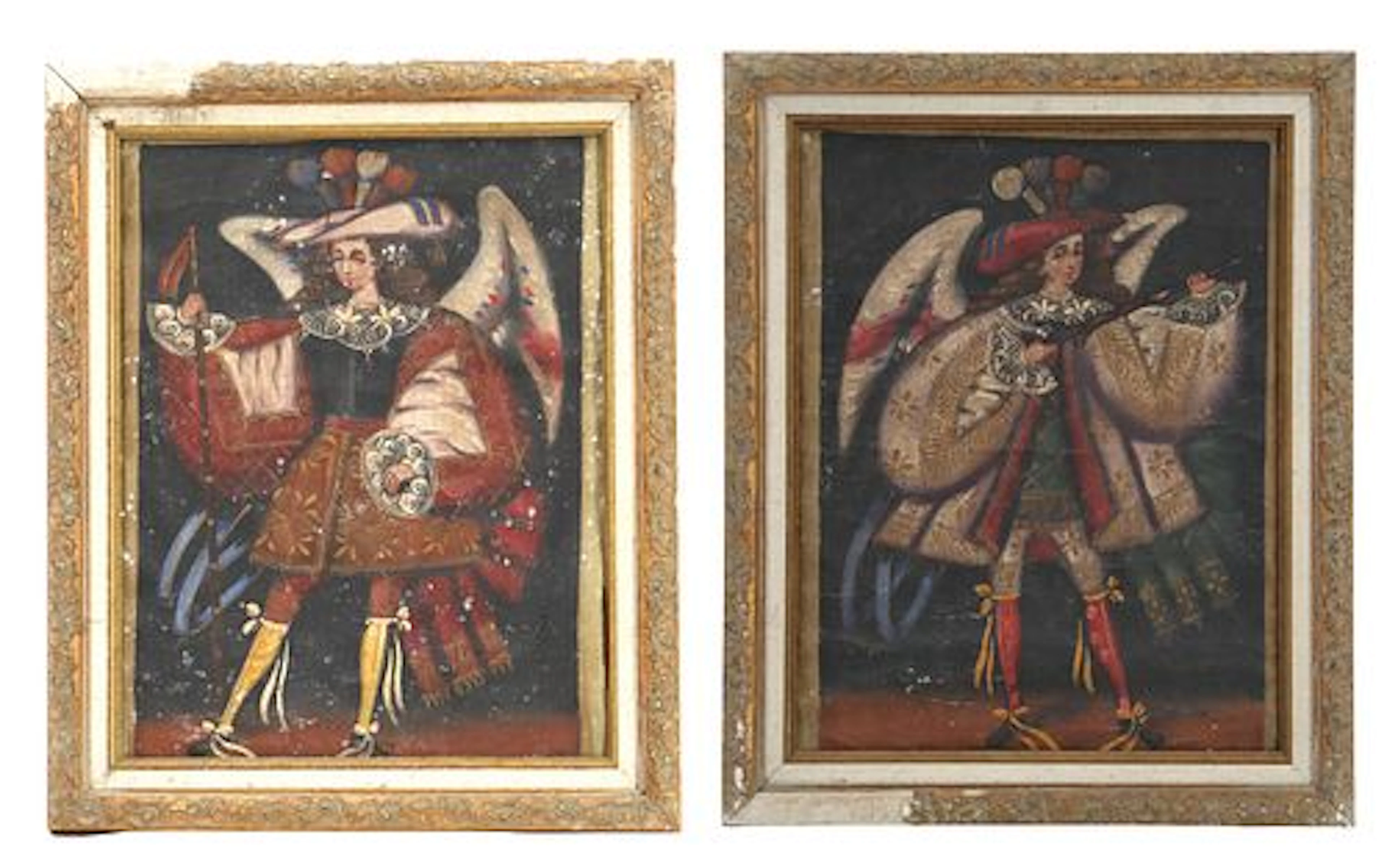 (2) Cuzco School Oil on Canvas Angele Arcabucaeros