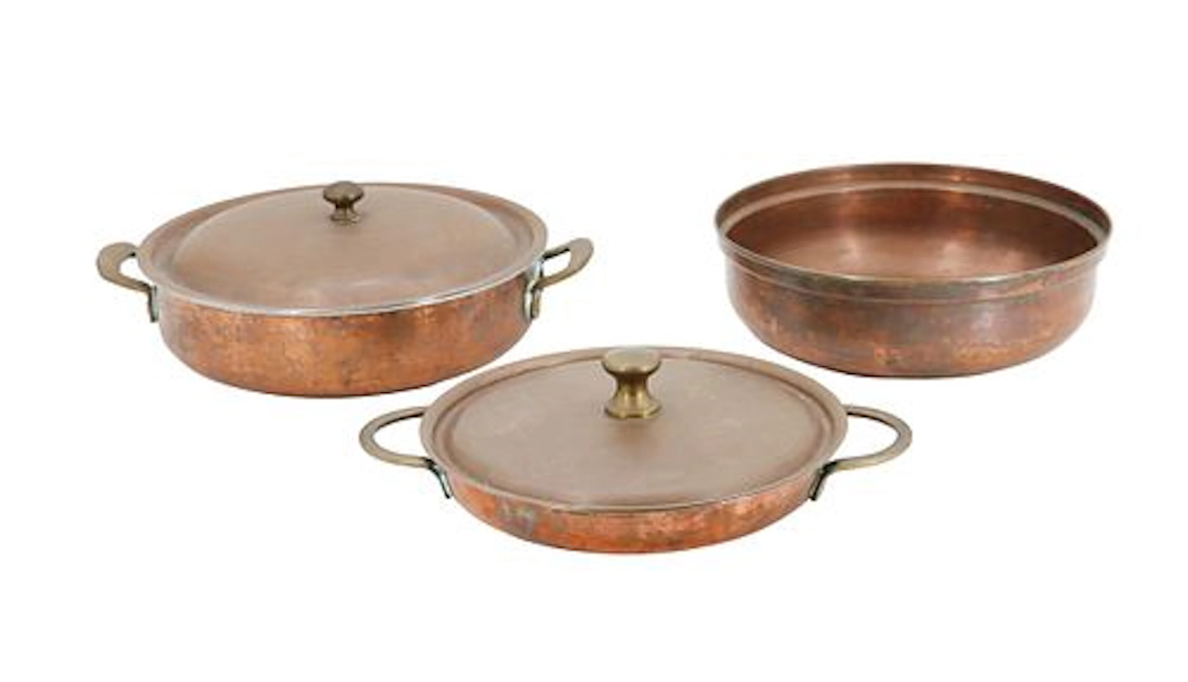 (3) Swedish Culinox Copper Lidded Pots
