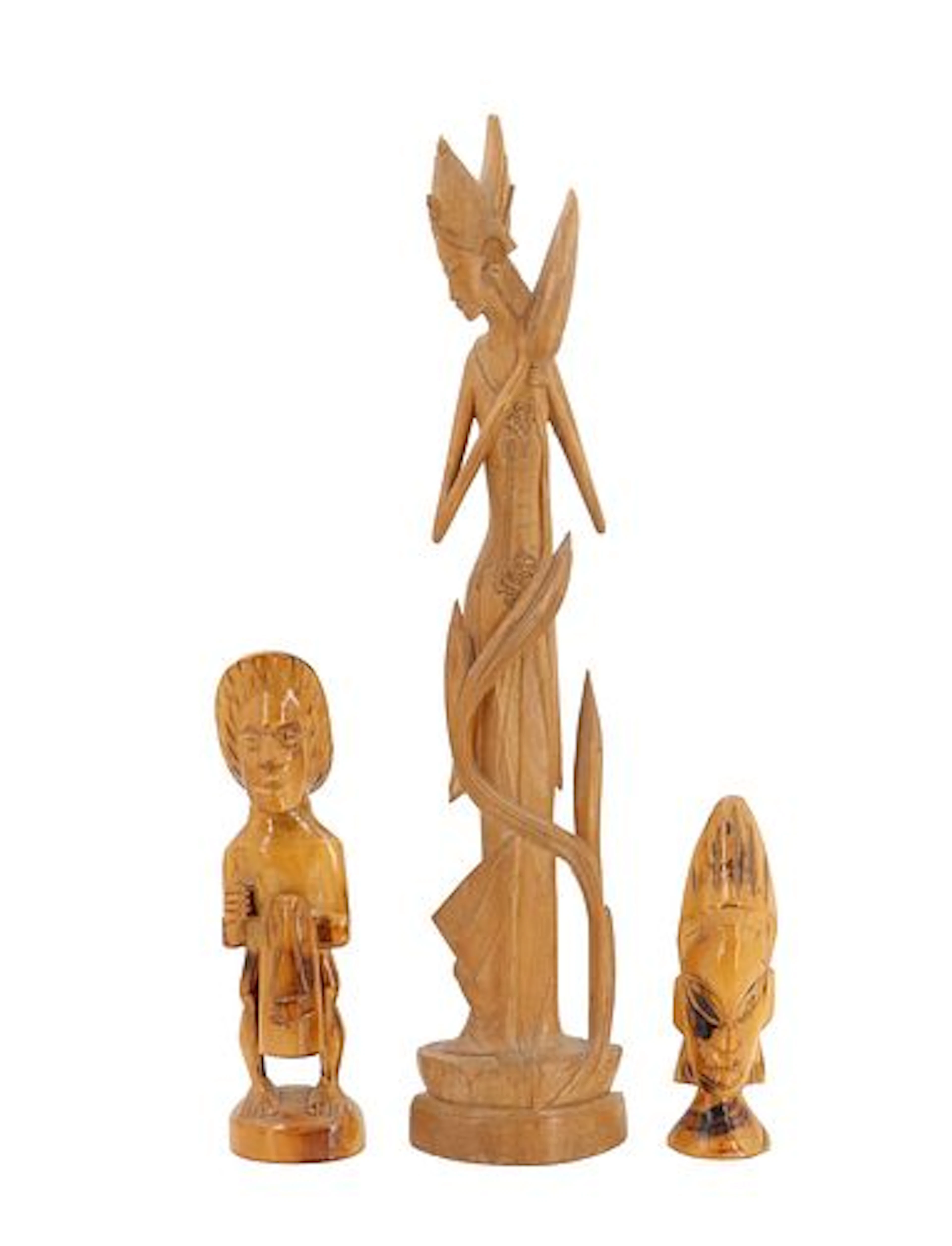 (3) Balinese Hand Carved Figures
